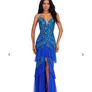 Ashley Lauren Dazzling Blue Sequin Prom/Pageant Dress